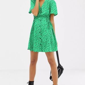 Floral tie up mini tea dress
